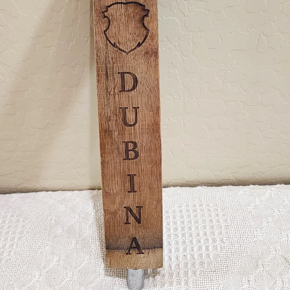 Retired DUBINA Brewing Glendale AZ Wine Barrel Stave Wood Beer Pull Tap Handle